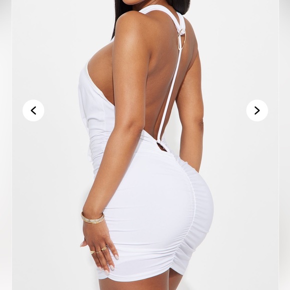 White Ruched Mini Dress - Picture 3 of 4